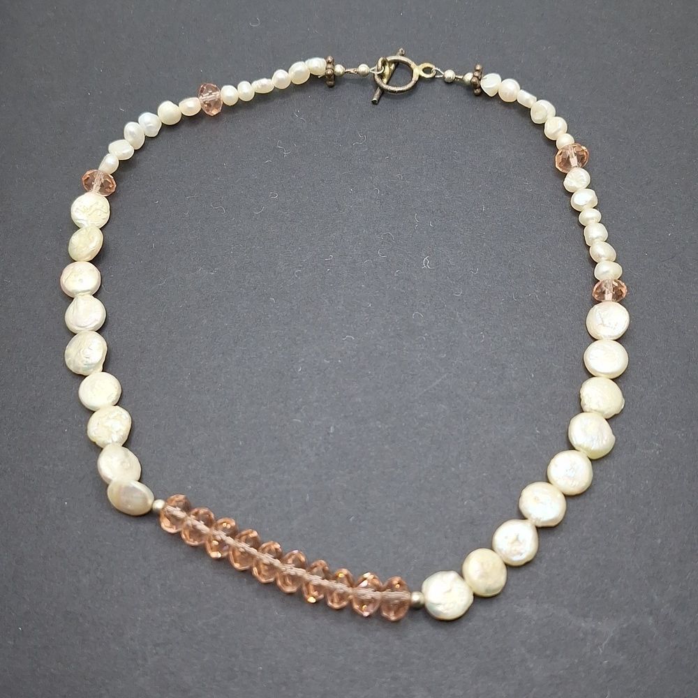 Vintage Faux pearl necklace handmade jewelry